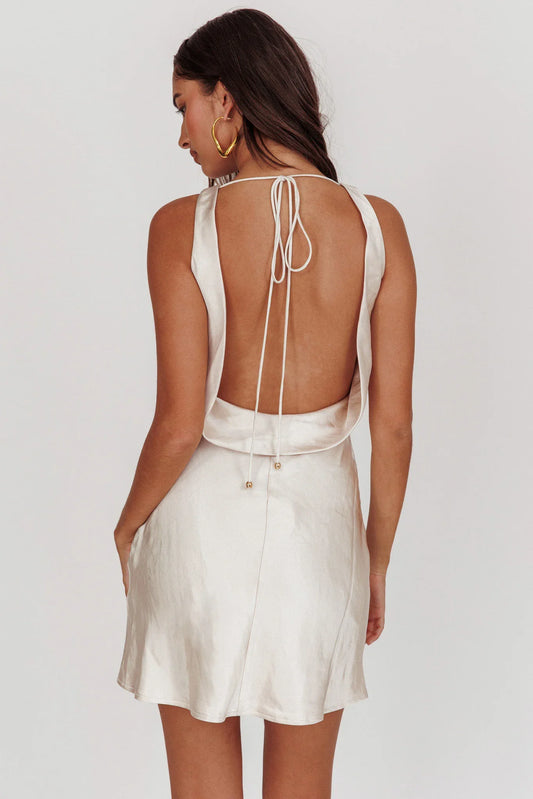 Cassiopeia Open Back Mini Dress Champagne