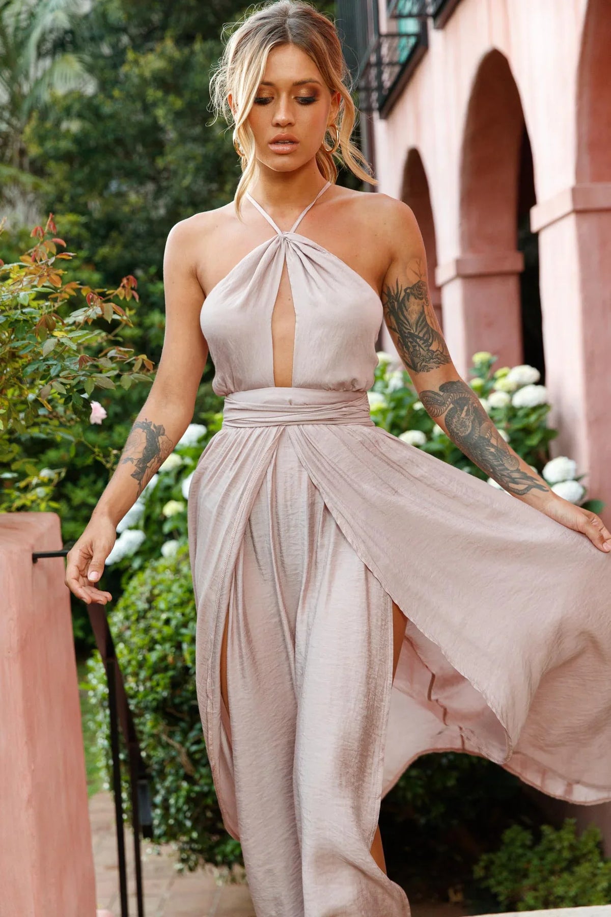 Athena High Split Maxi Dress Mocha