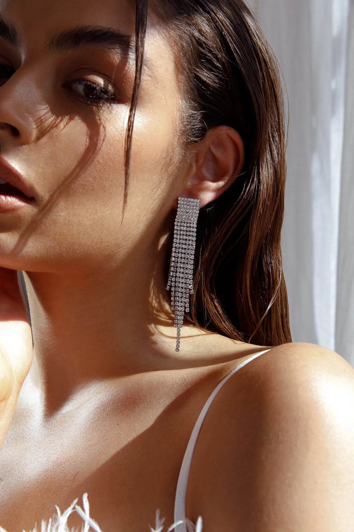 Zarah Diamante Tassel Earrings Silver