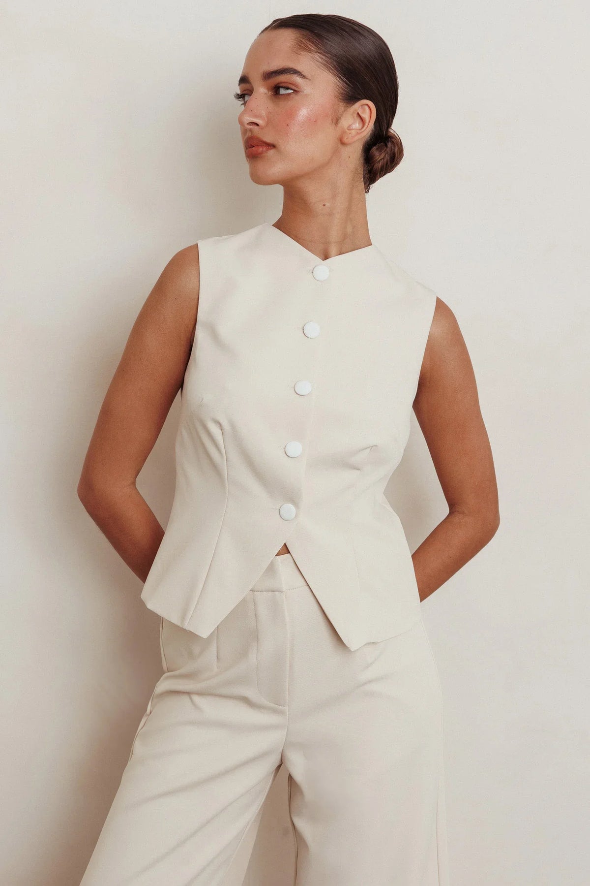 Consideration Sleeveless Vest Top Beige