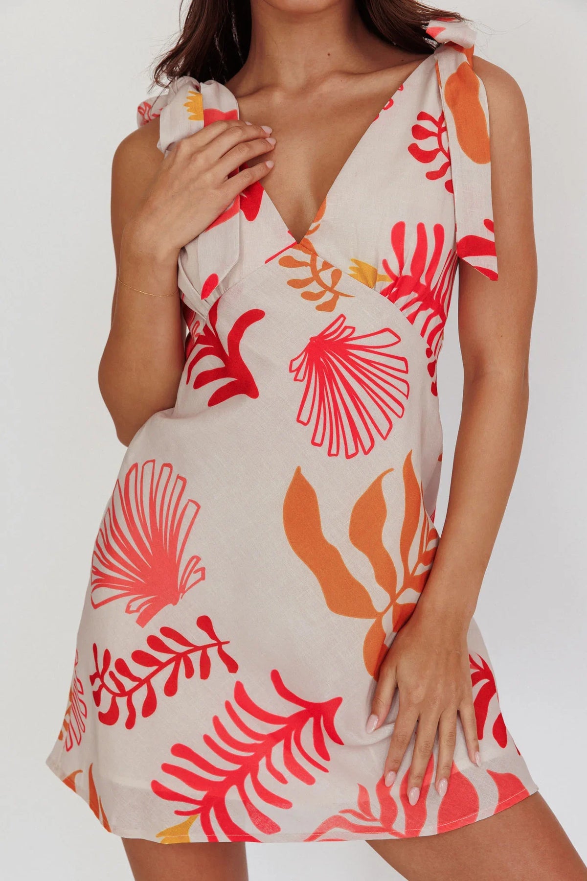 Mykonos Morning Tied Shoulder Mini Dress Seashell Pink