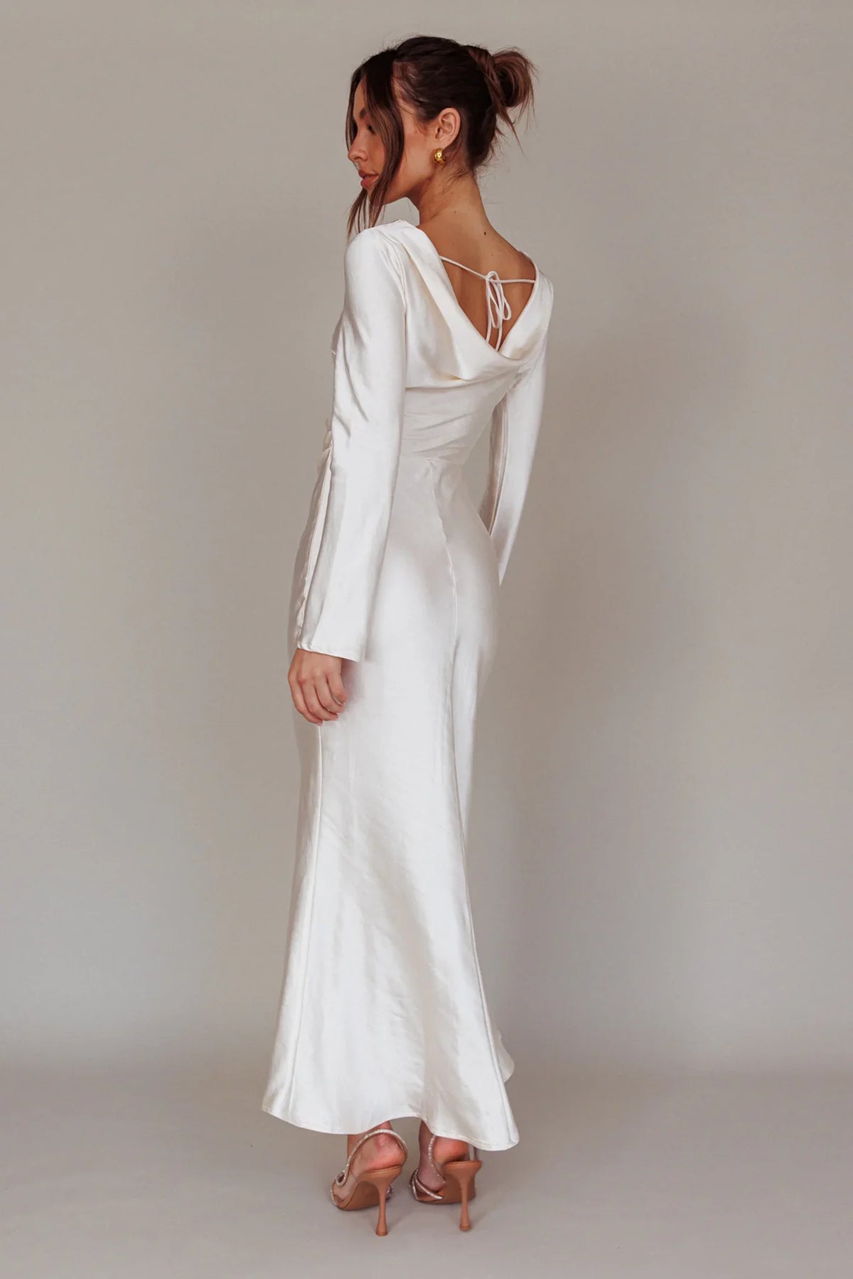 Loveland Cowl Back Midi Dress Oyster