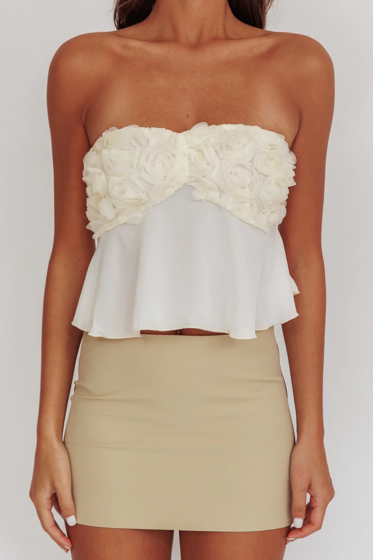 Nikkita Strapless Rosette Top Ivory