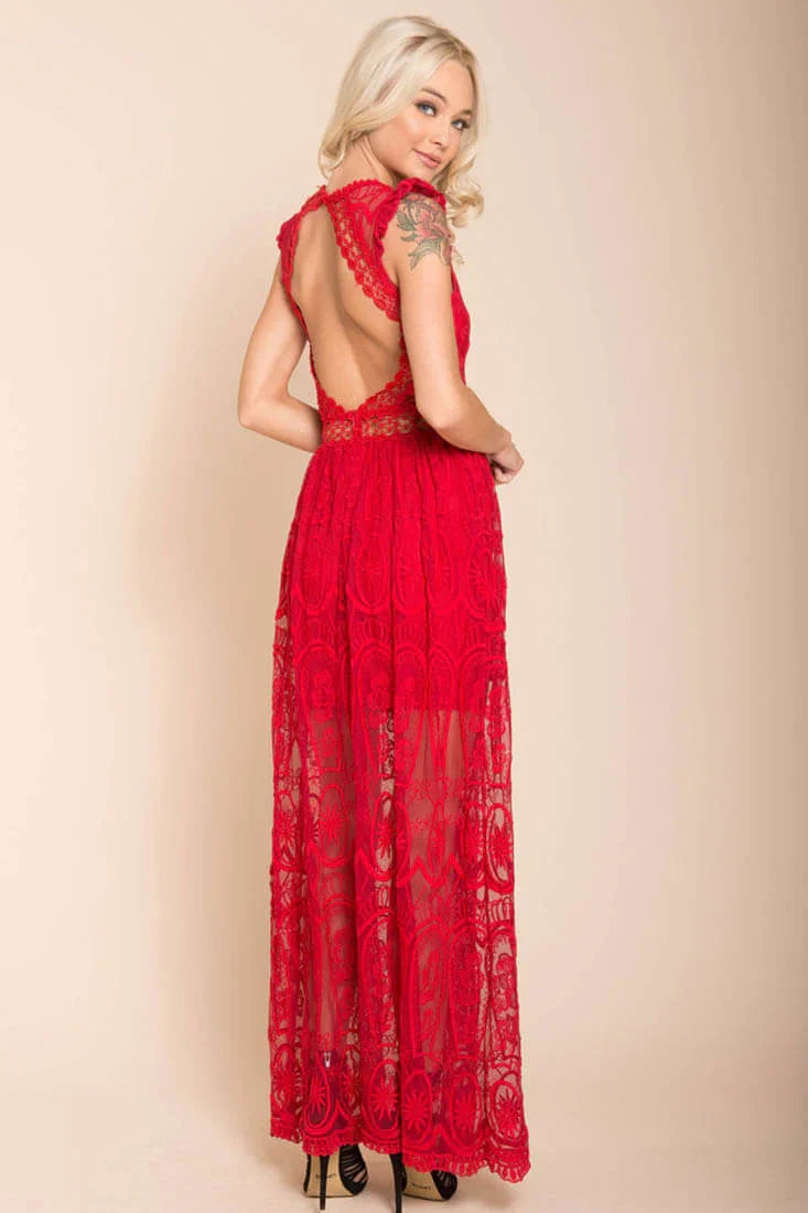 London Bohemian Glamour Maxi Dress Red