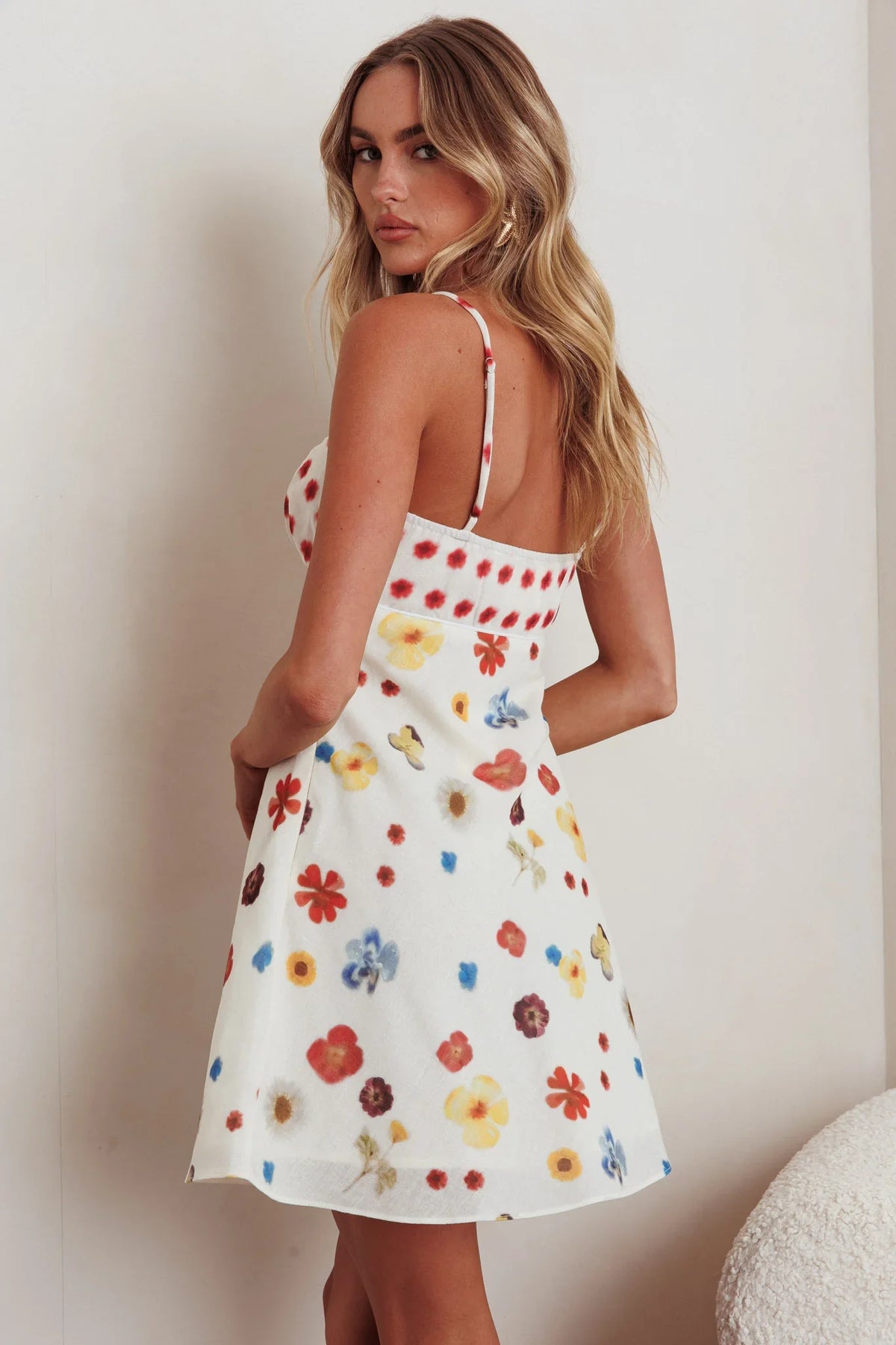 Fleur Sun Cami Strap Mini Dress Flowers Red