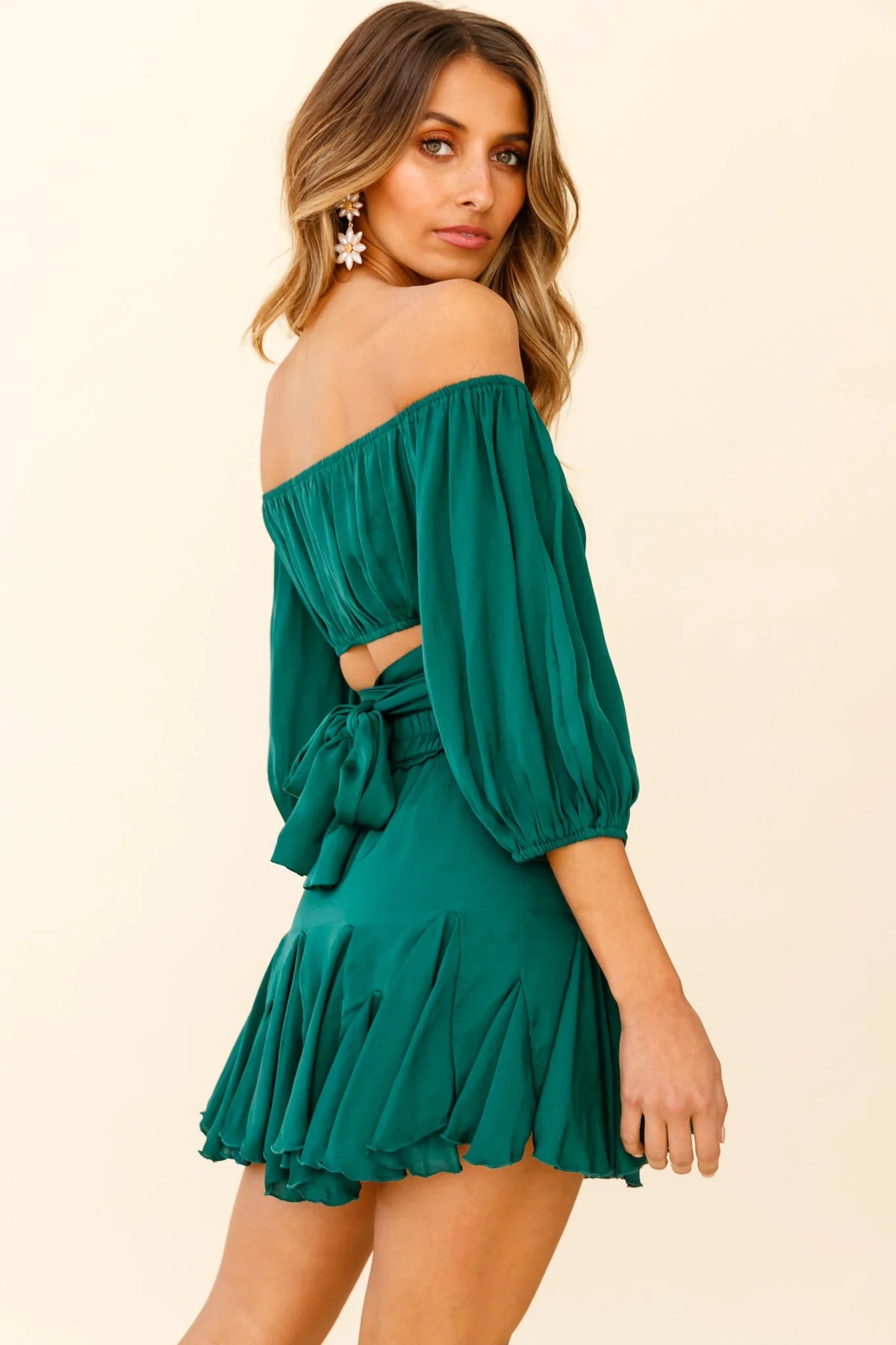 Robyn Flounce Mini Skirt Forest Green