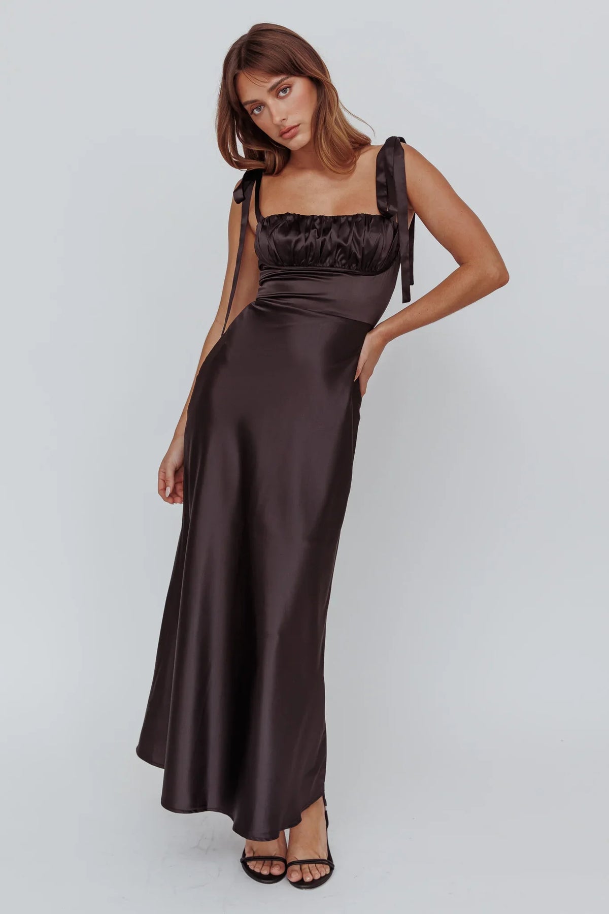 Pennelope Tied Shoulder Maxi Dress Black