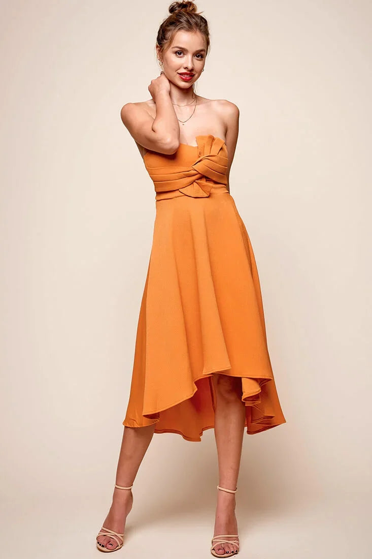 Monogram Strapless Midi Dress Mango