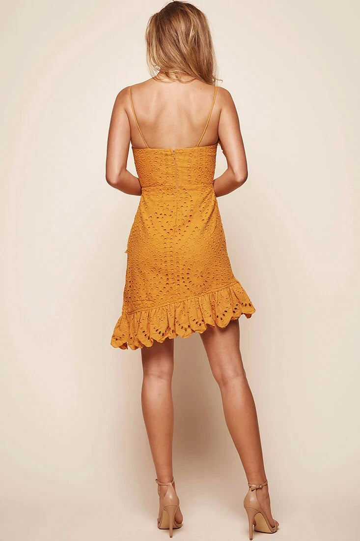 Stevie Zigzag Ruffle Dress Mustard