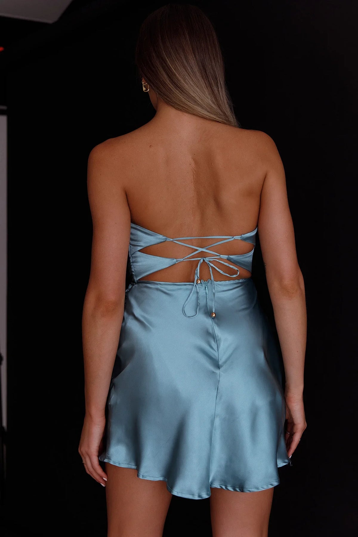 Good Impression Double Twist Mini Dress Blue