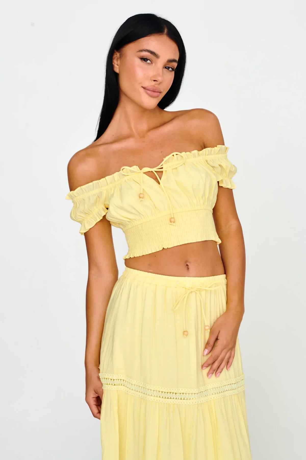 Canyon Cove Puff Sleeve Crop Top Yellow