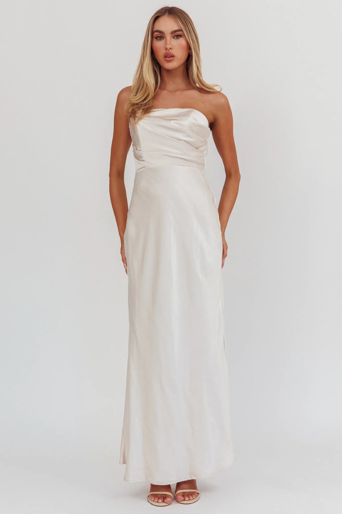 City Of Stars Strapless Maxi Dress Champagne