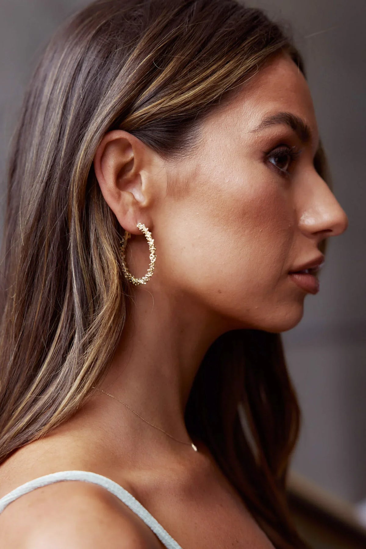 Saturn Textured Hoop Earrings Gold