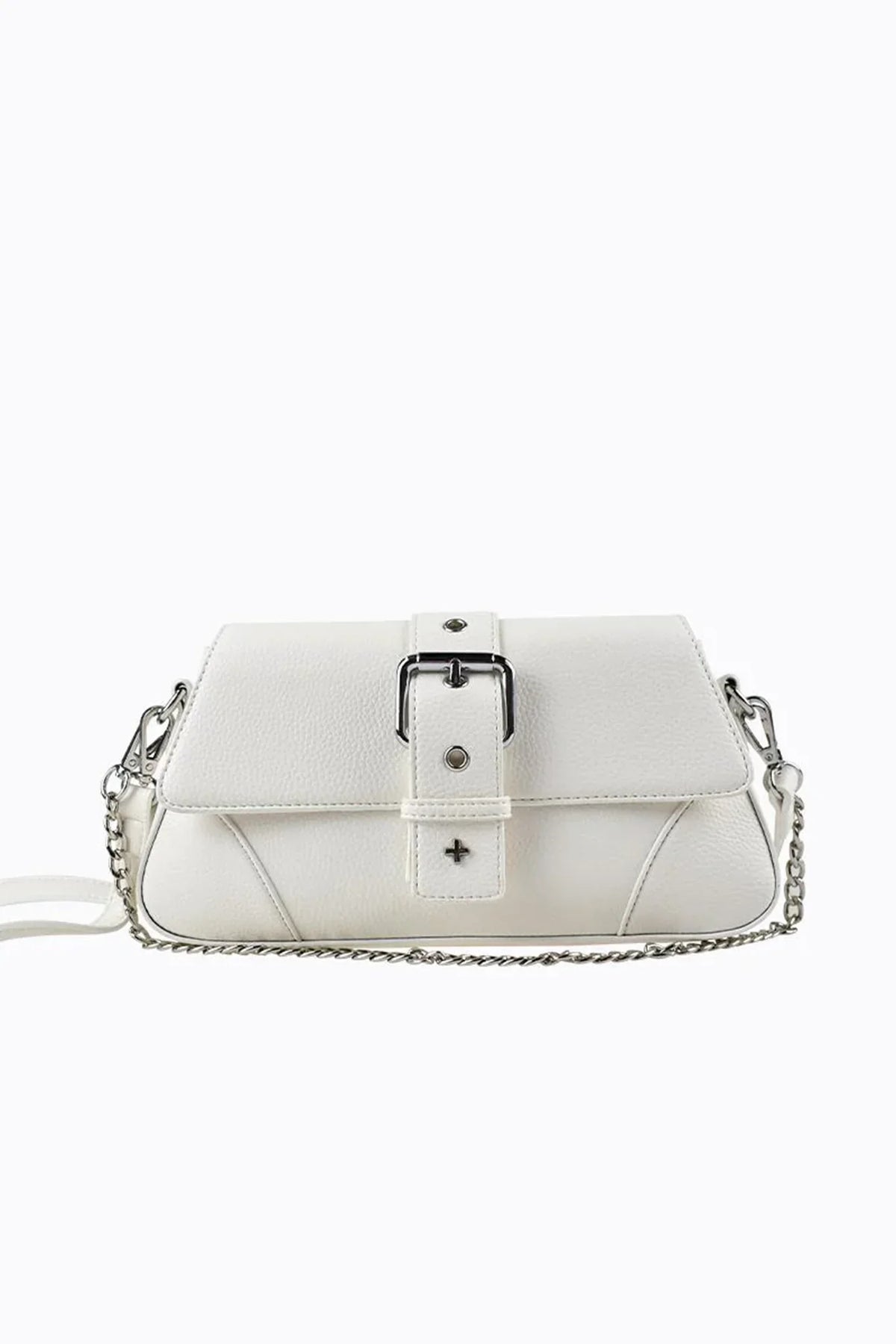 Peta And Jain Maddy Buckle Shoulder Bag Chain White