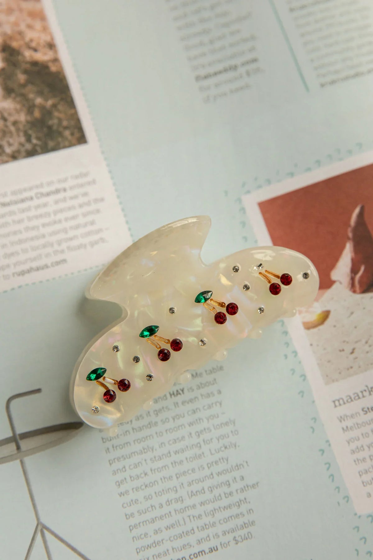 Cherry Pie Hair Clip White