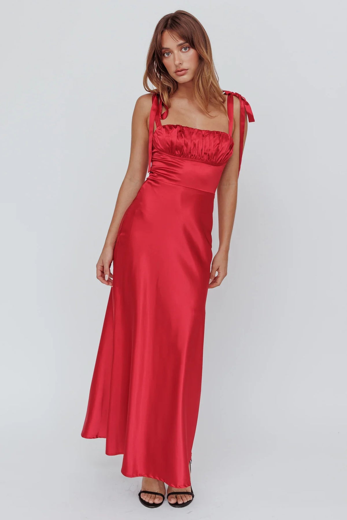 Pennelope Tied Shoulder Maxi Dress Wine