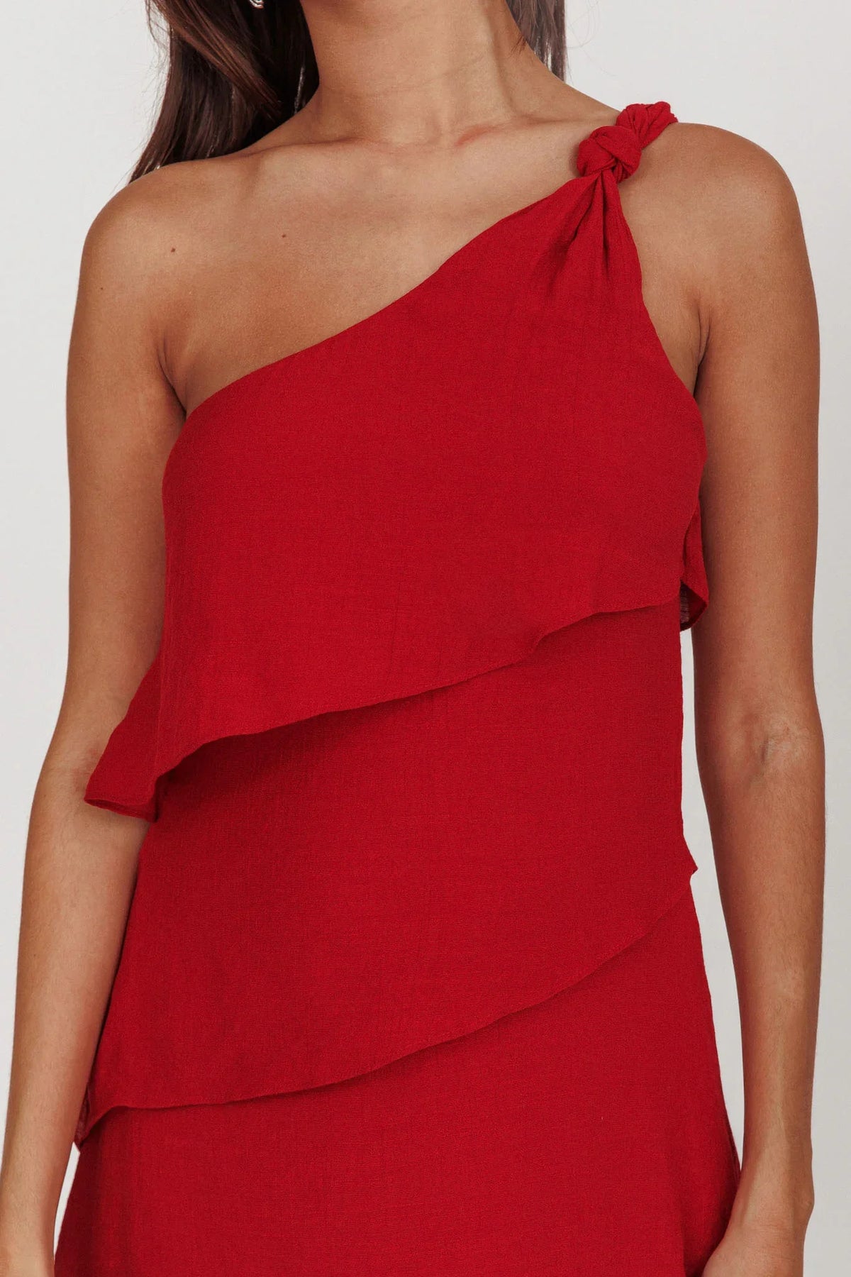 Delwyn One-Shoulder Maxi Dress Red