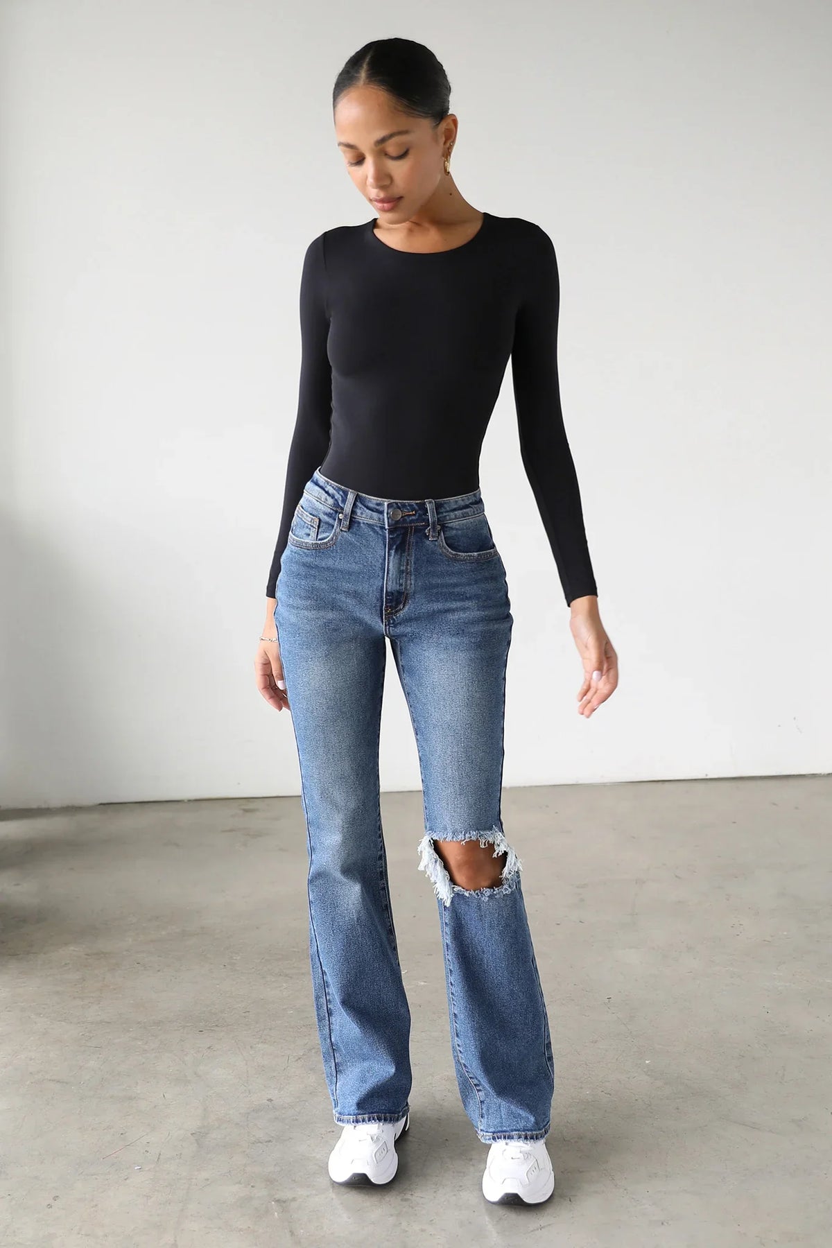 DOGMA High Rise Flare Leg Denim Jeans Dark Wash