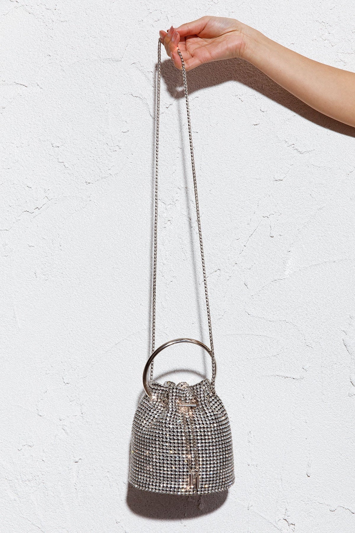 Fifth Avenue Diamante Bucket Bag Silver
