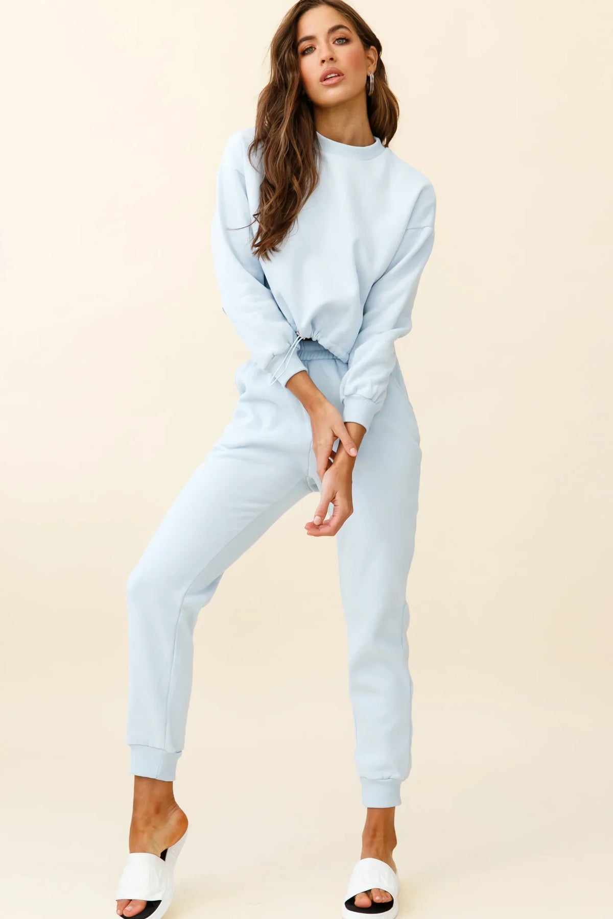 Monterey Long Sleeve Pull String Sweater Blue