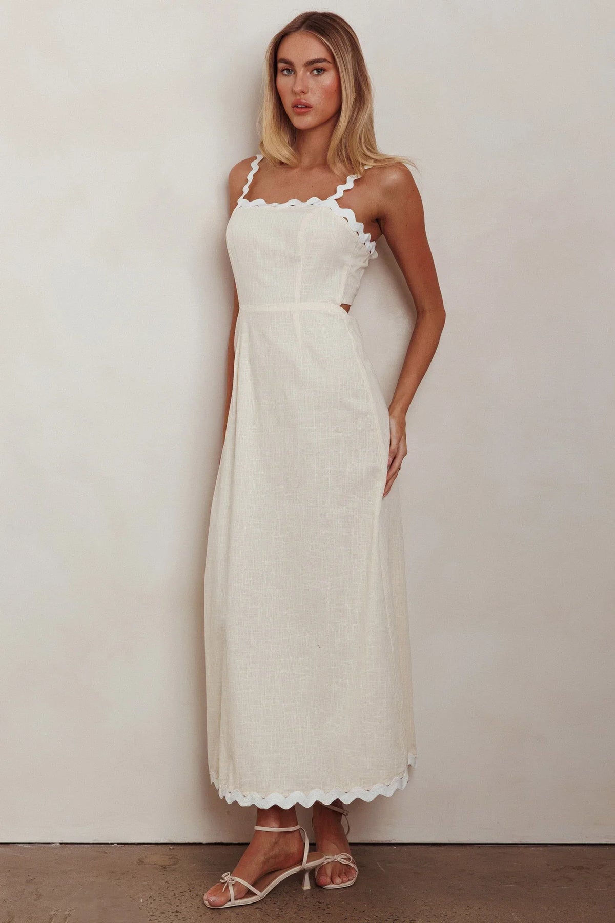 Montego Bay Ric Rac Strap Maxi Dress Oat