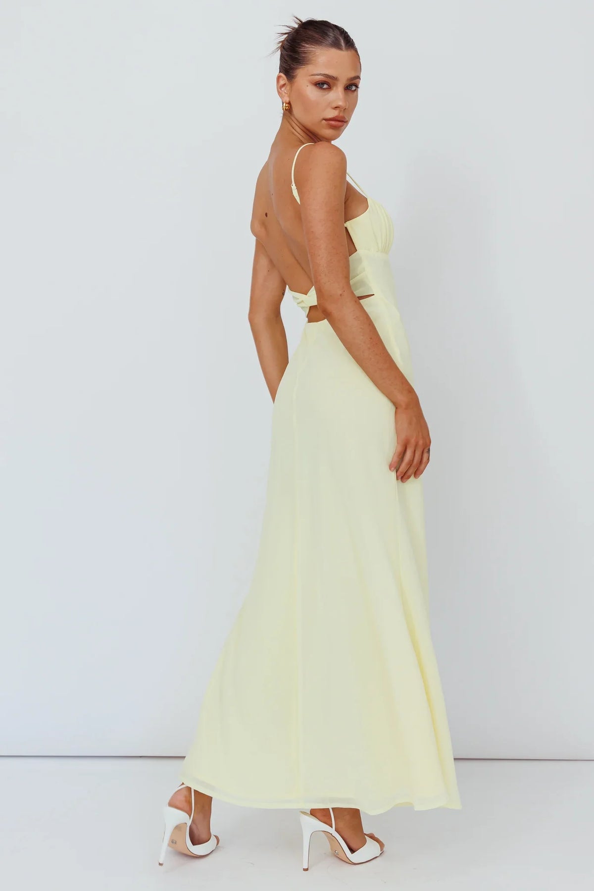 Nerida Twist Back Maxi Dress Lemon