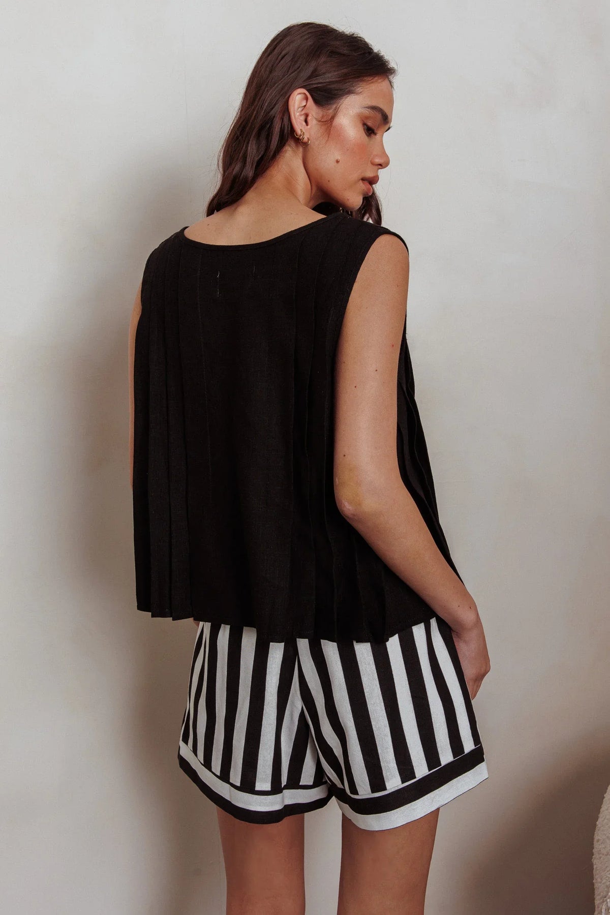 Bettino High-Waisted Shorts Stripe Black/White