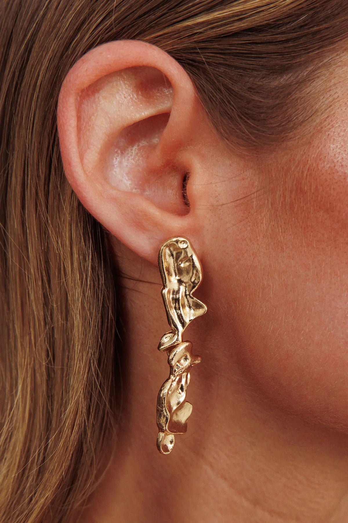 Bella Drop Stud Earrings Gold