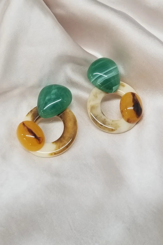 Mozambique Geometric Earrings Tan