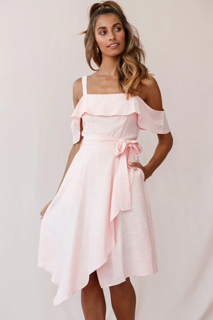 Adali Flowy Summer Midi Dress Pink
