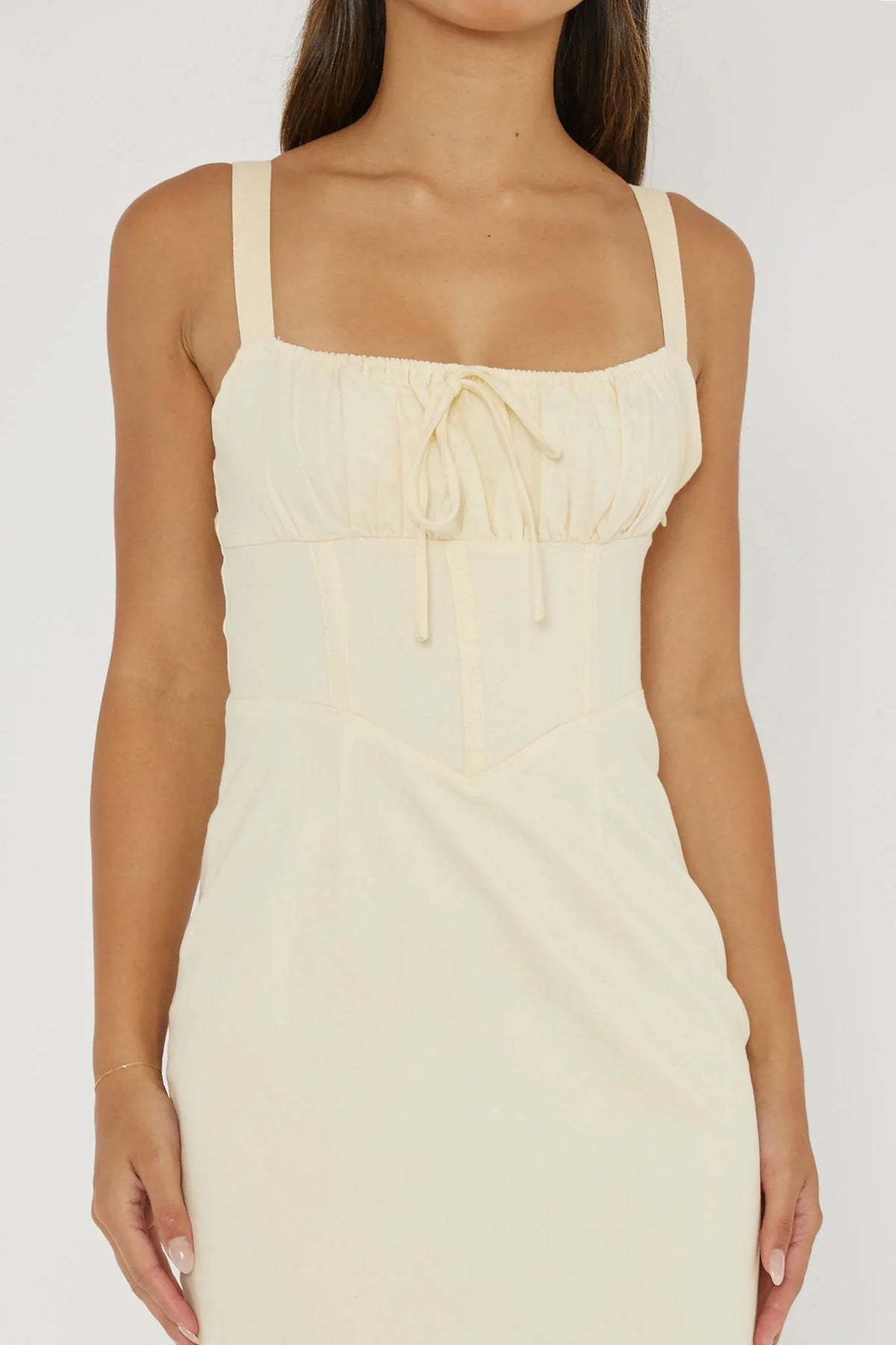 Sweet Pea Tied Bust Midi Dress Butter