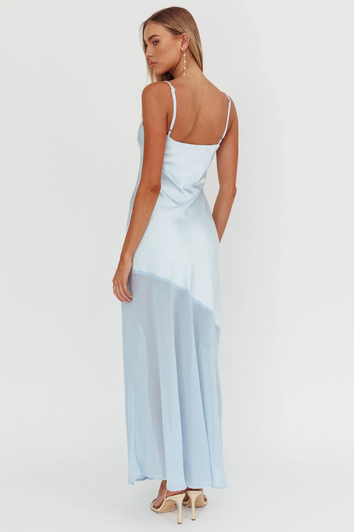 Gilded Dream Chiffon Hem Maxi Dress Baby Blue