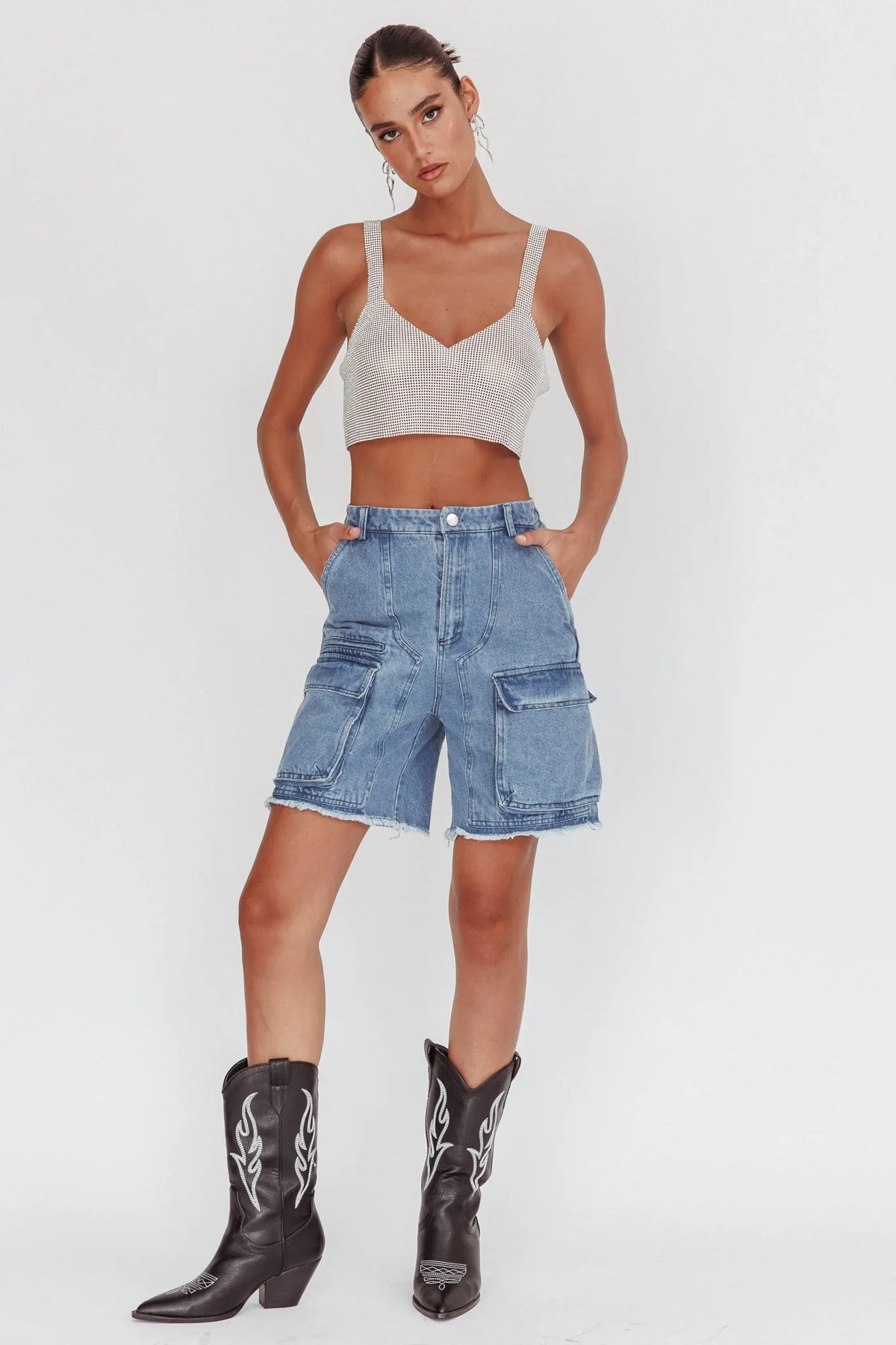 Lumina Diamante Crop Top Silver