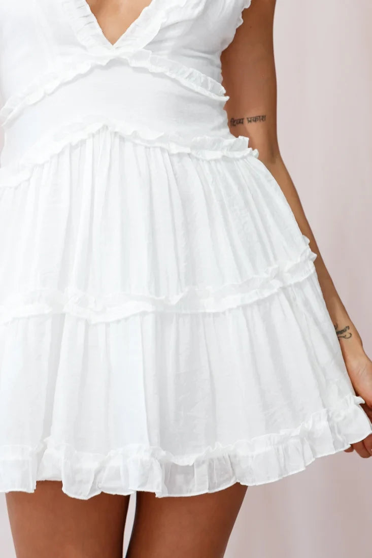 Laney Low Back Cami Strap Dress White