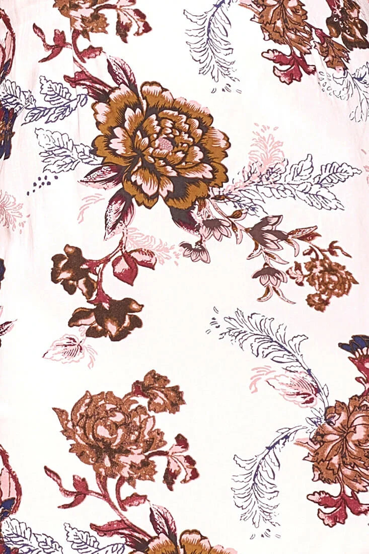 Finn Fitted Floral Mini Dress Mocha