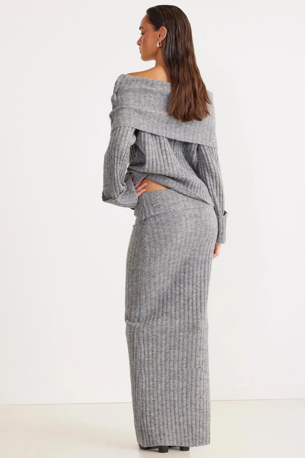 SNDYS Brooks Off Shoulder Jumper Grey
