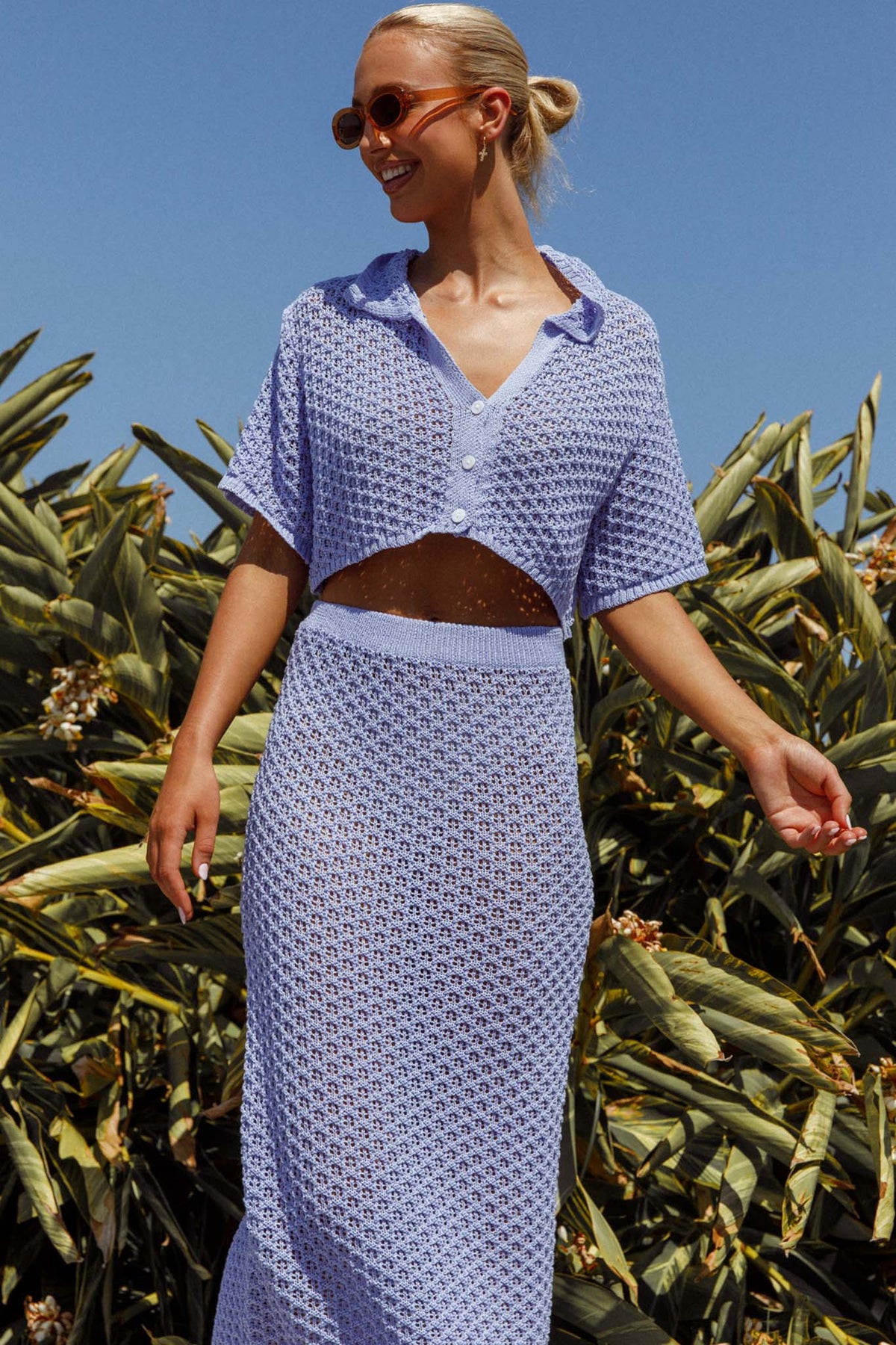 Summer Sunset Crochet Maxi Skirt Lavender