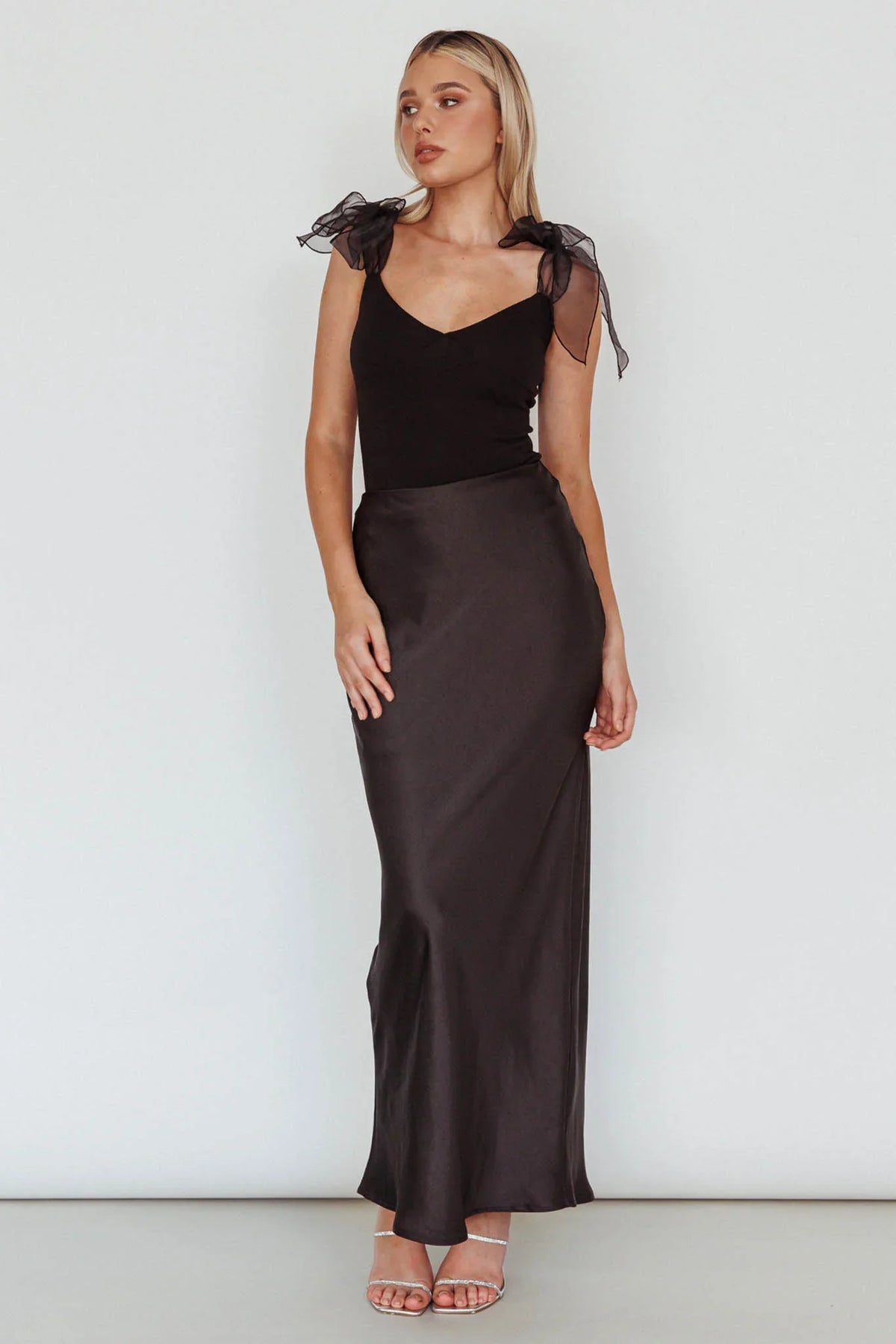 Midsomer Tied Shoulder Bodysuit Black
