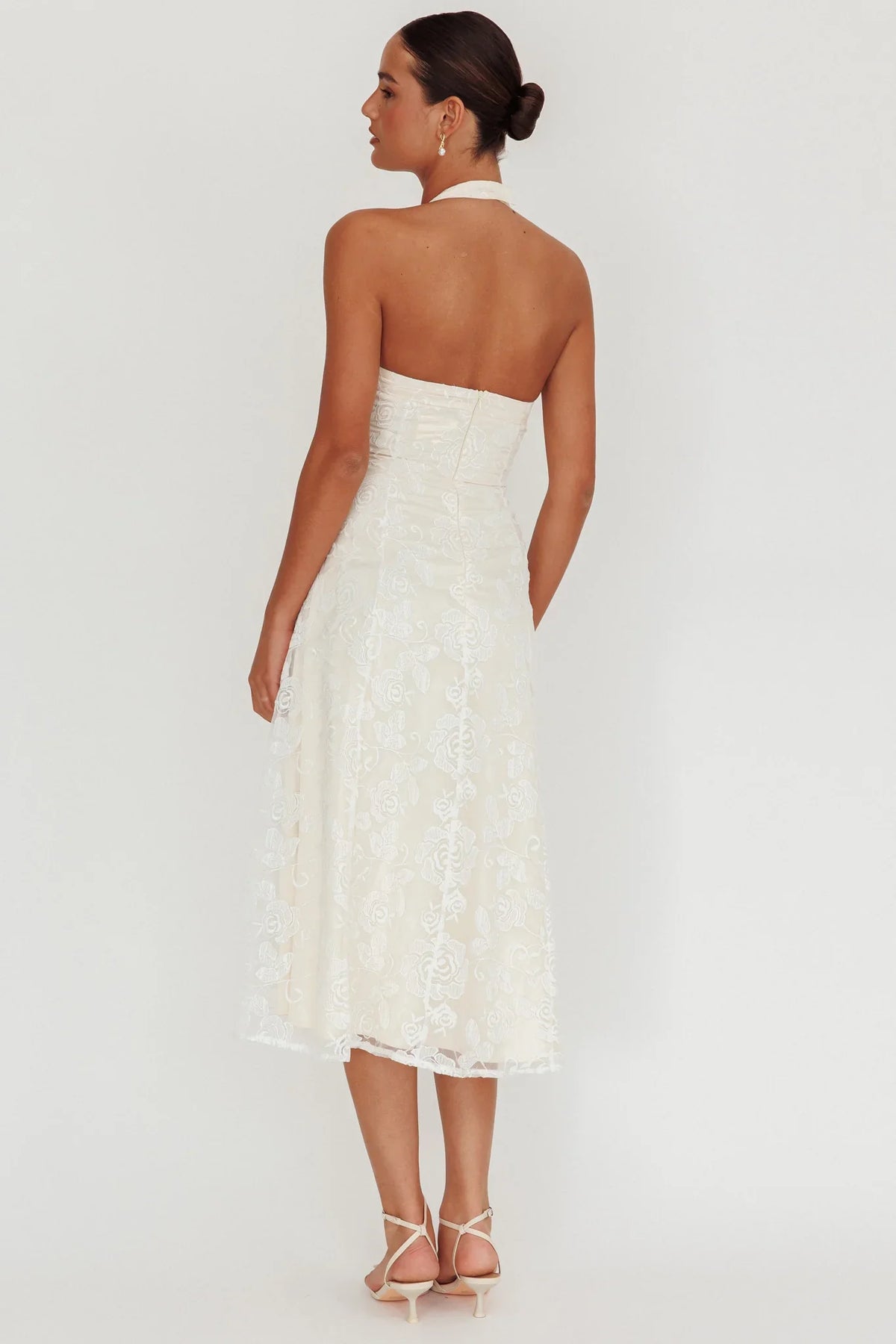 Elliott A-Line Halter Neck Midi Dress White