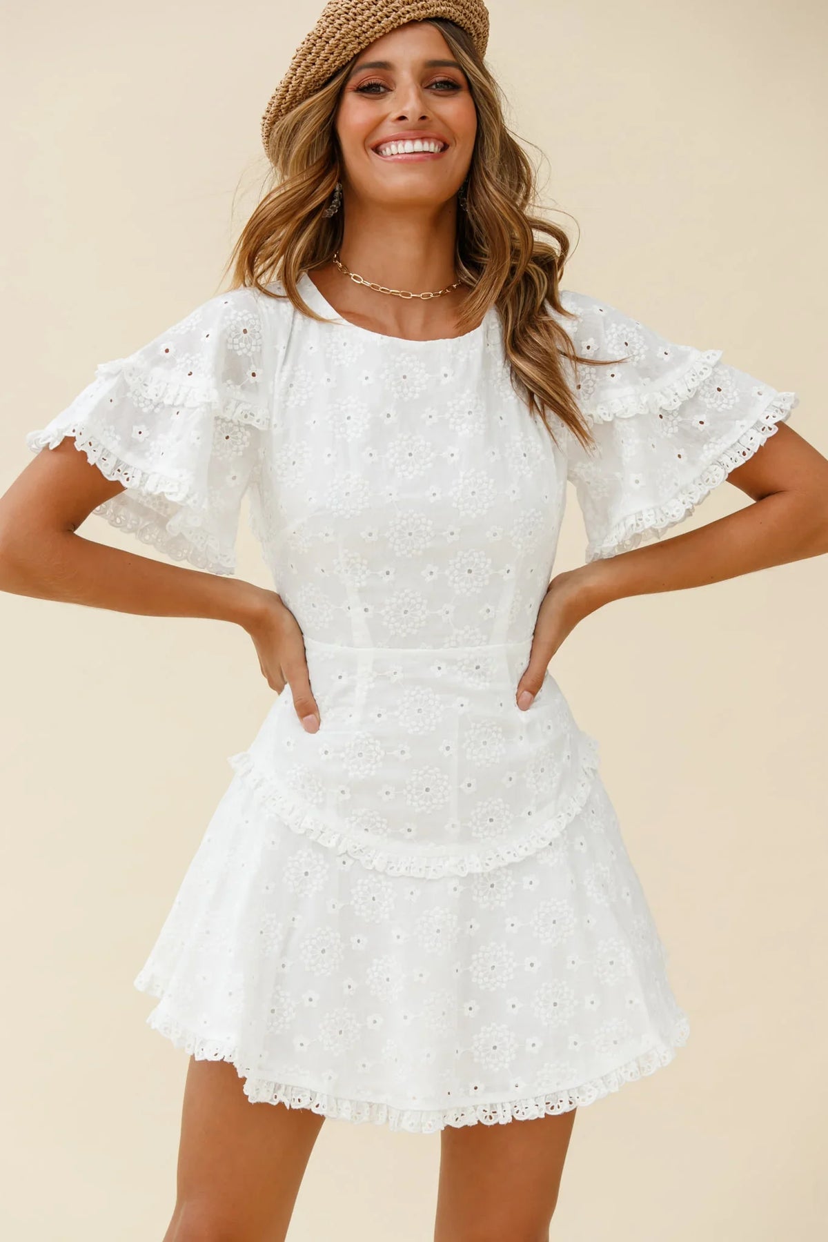 Call Me Later Keyhole Back A-Line Dress White
