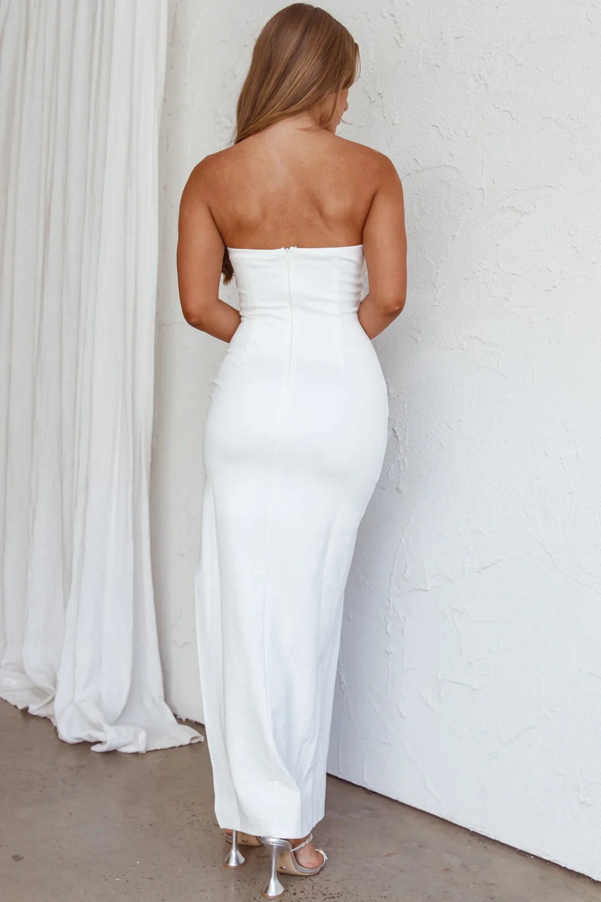 Mykonos Nights Strapless Maxi Dress White
