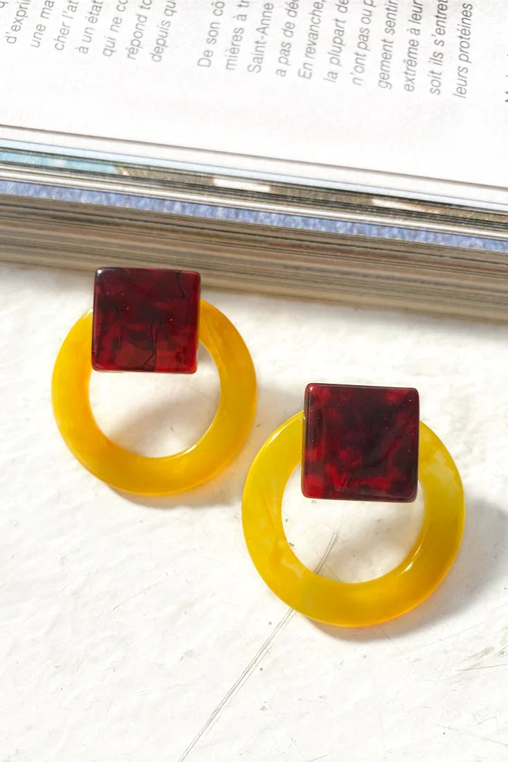 Mozambique Geometric Earrings Yellow