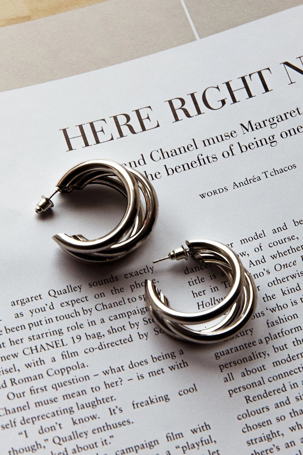 Dominique Triple Hoop Earrings Silver