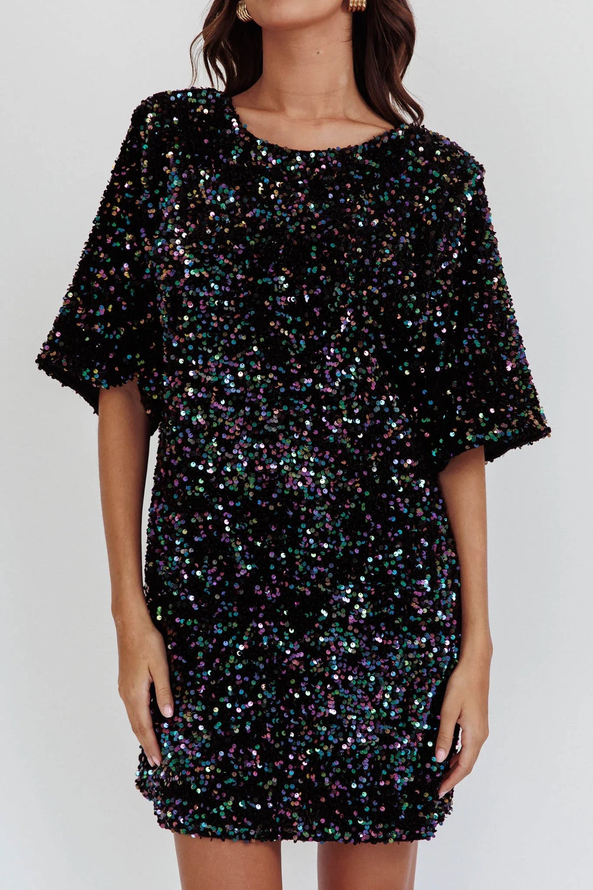 Miramar Backless Sequin Dress Black Multi
