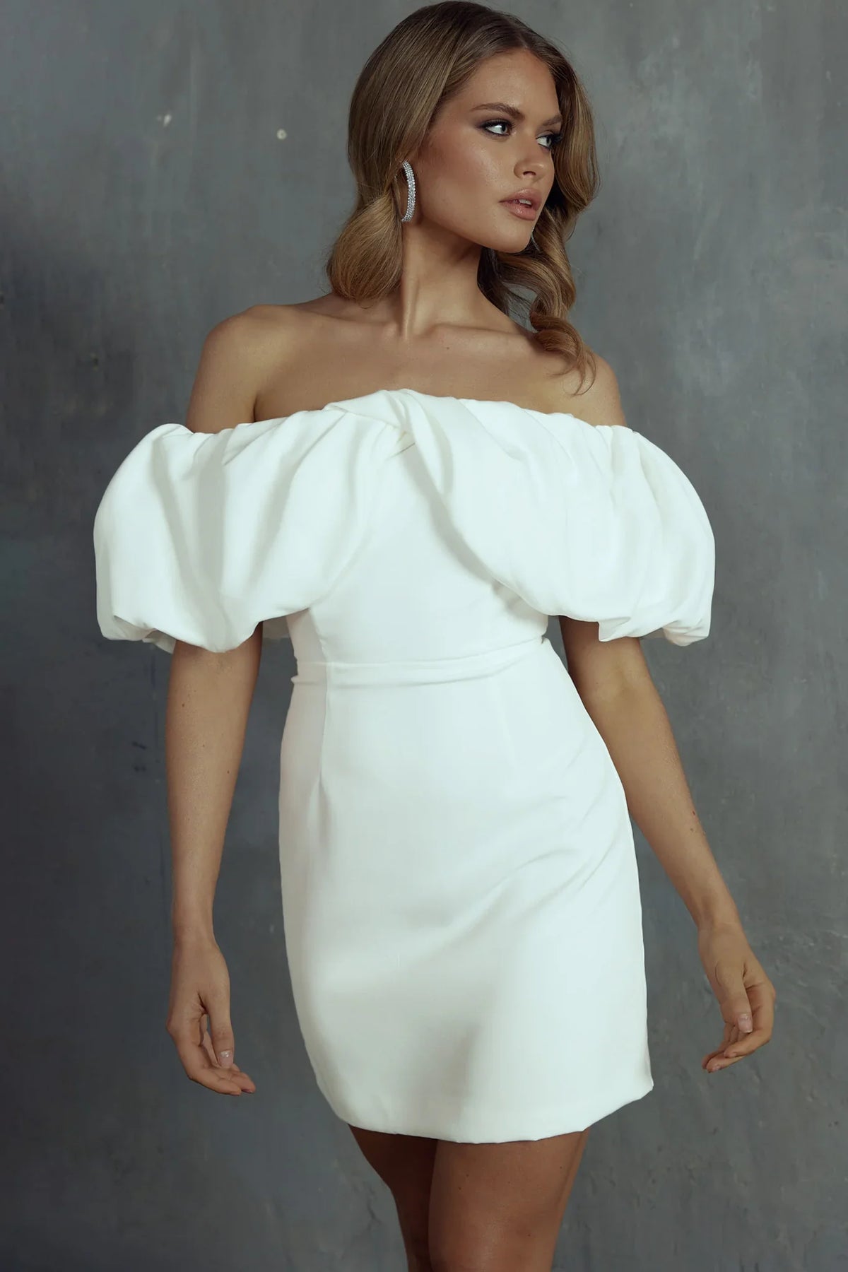 Faraday Off-Shoulder Mini Dress White