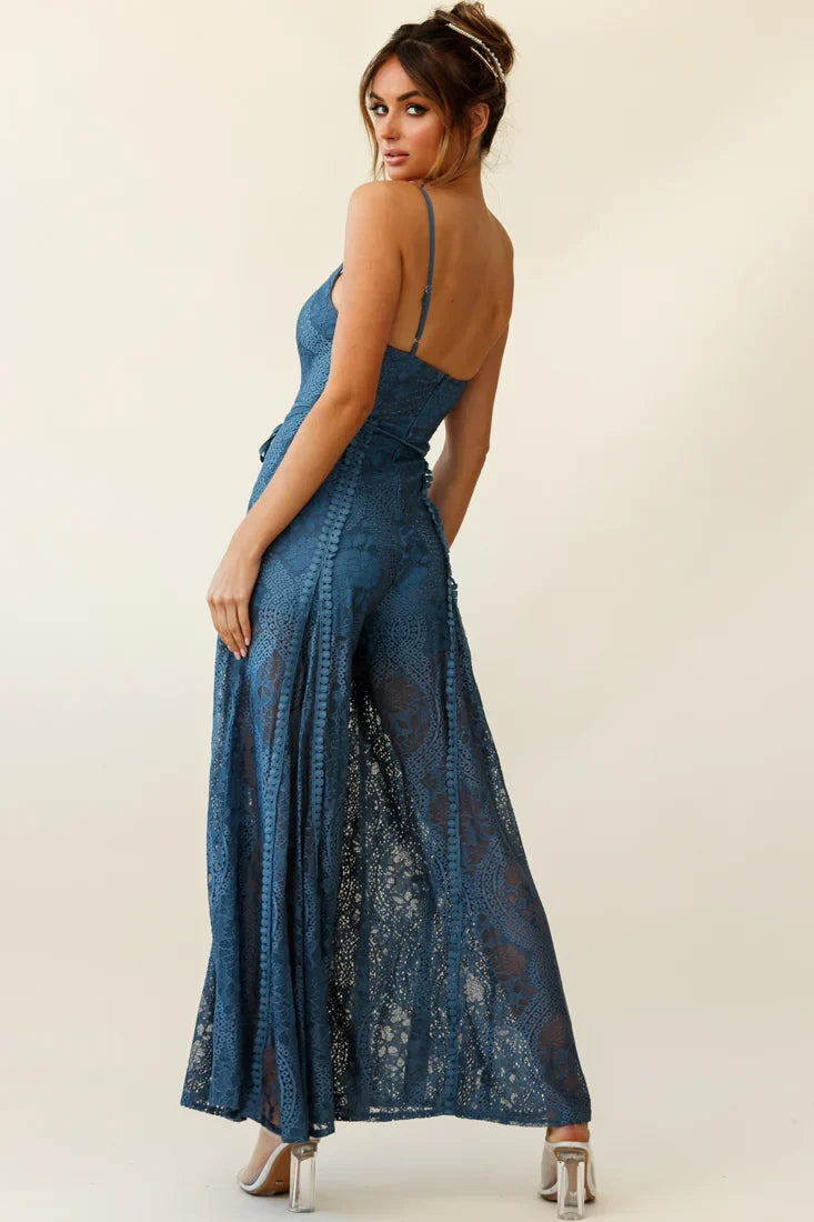 Palm Springs Lace Jumpsuit Midnight Blue