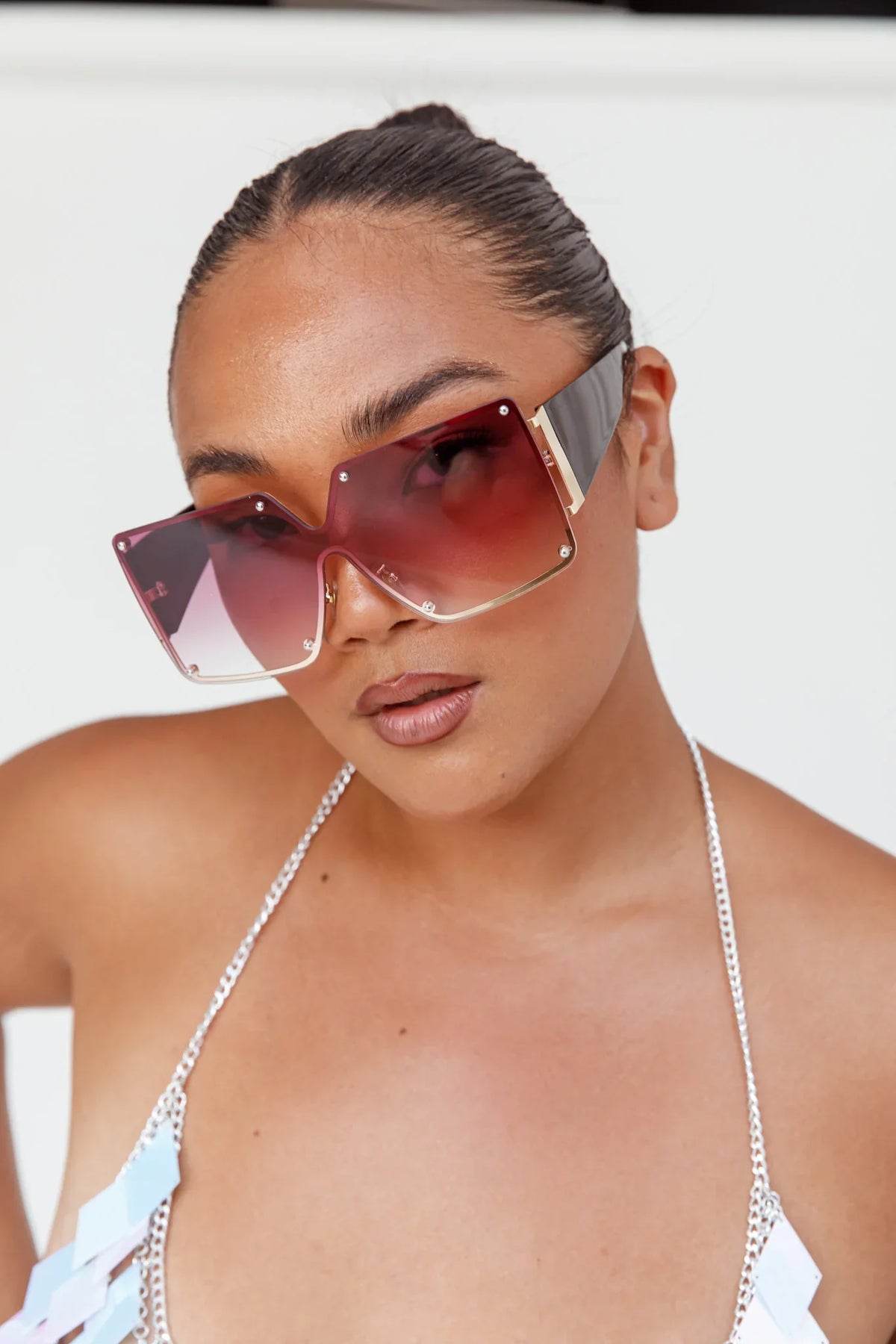 Fiery Square Frame Sunglasses Red