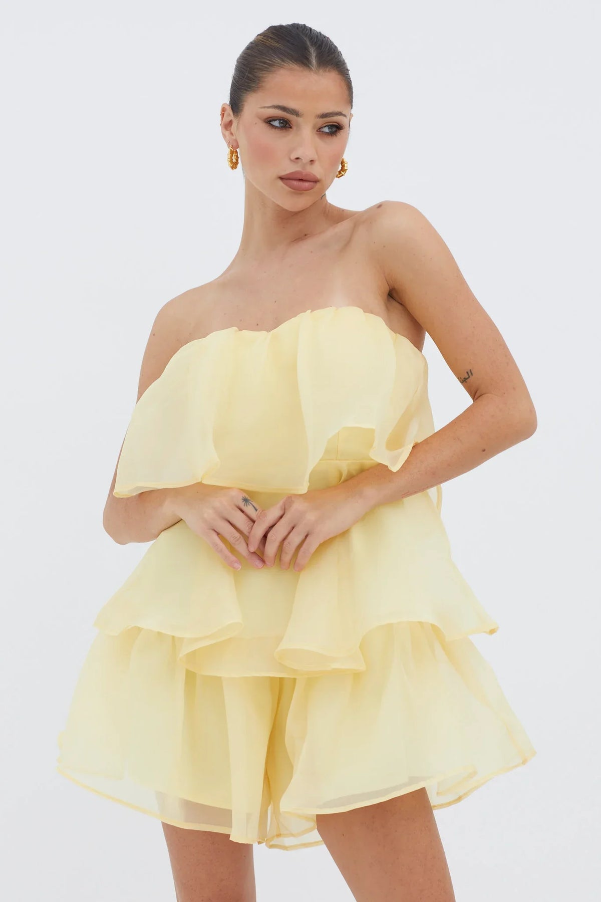 Behati Tiered Layer Romper Yellow