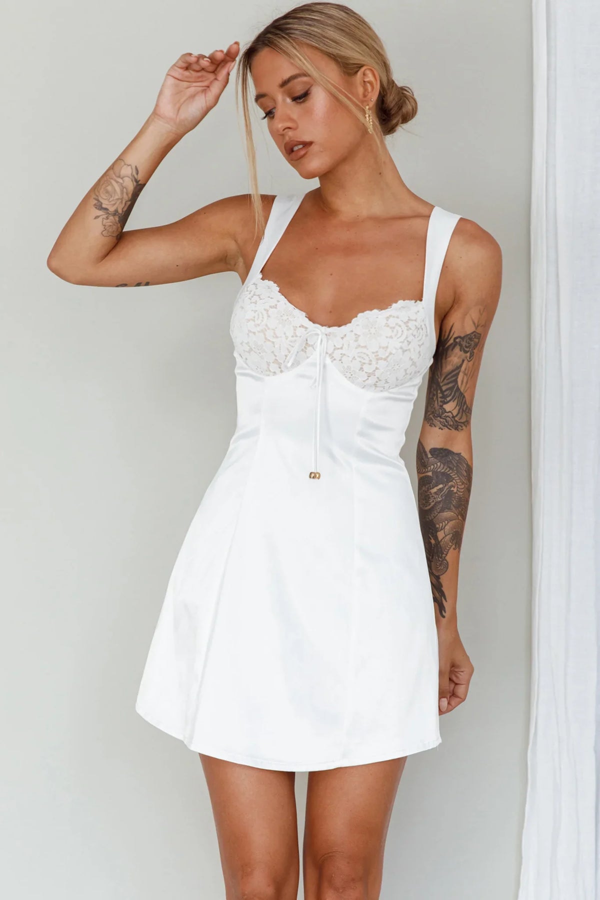 Ti Amo Lace Bust Mini Dress White