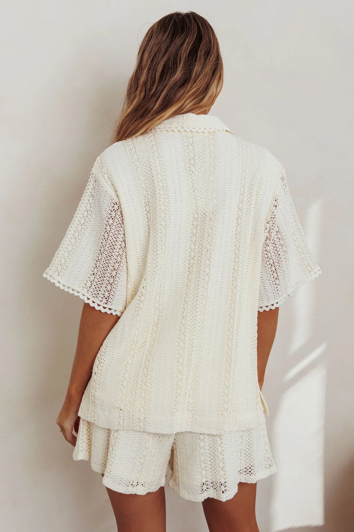 Ottawa Crochet Lace Button Shirt Oat
